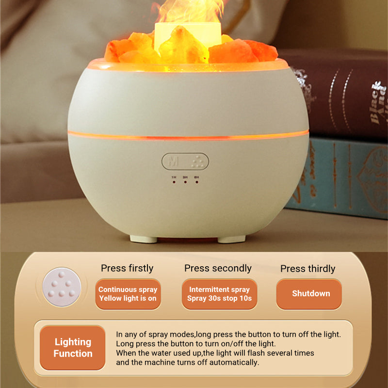 Himalayan salt flame diffuser Essential oil diffuser with flame light design